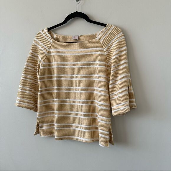 Anthropologie-Postmark Boat Neck 3/4 Sleeve Striped Top - Picture 5 of 10